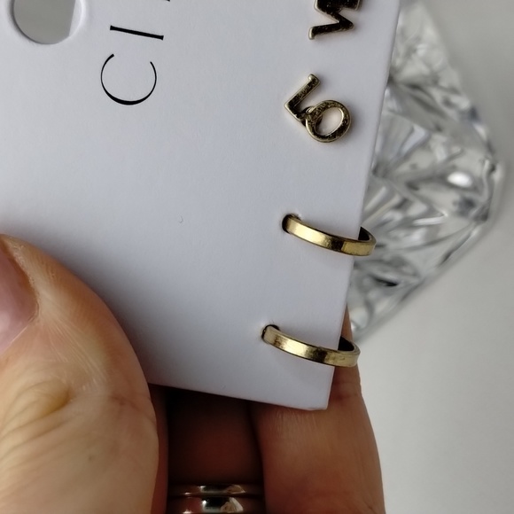 Set of 3 Earrings Love Hoop Gold Dangle Stud Fashion Jewelry Small Brass Resin - Picture 6 of 7